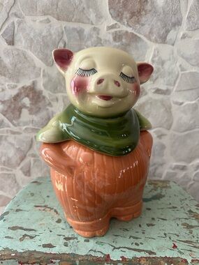 VINTAGE *Rare Find* Shawnee Pottery's Smiley Pig Bank and Cookie Jar